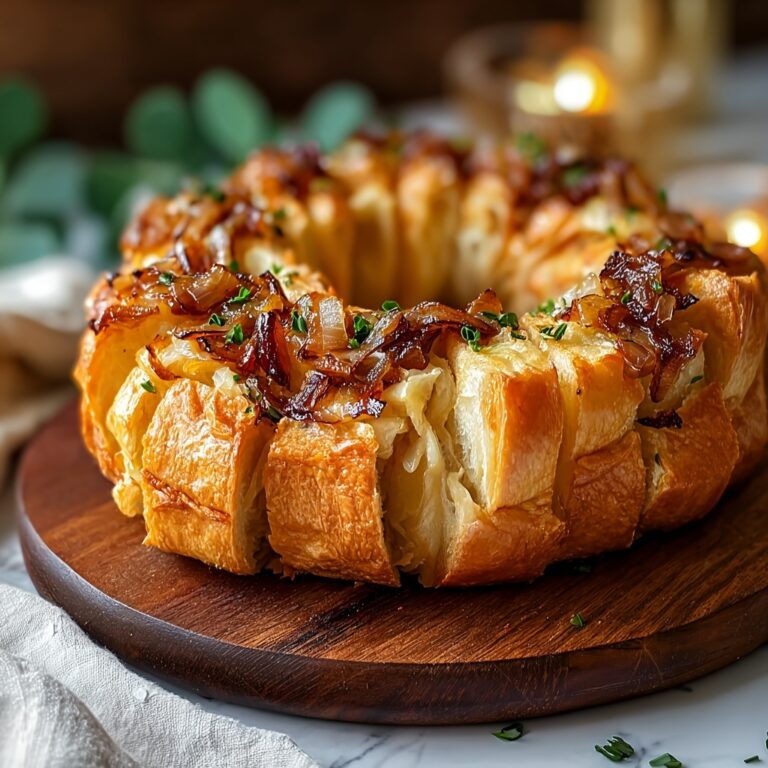Caramelized Onion & Gruyère Stuffed Bread Wreath Recipe