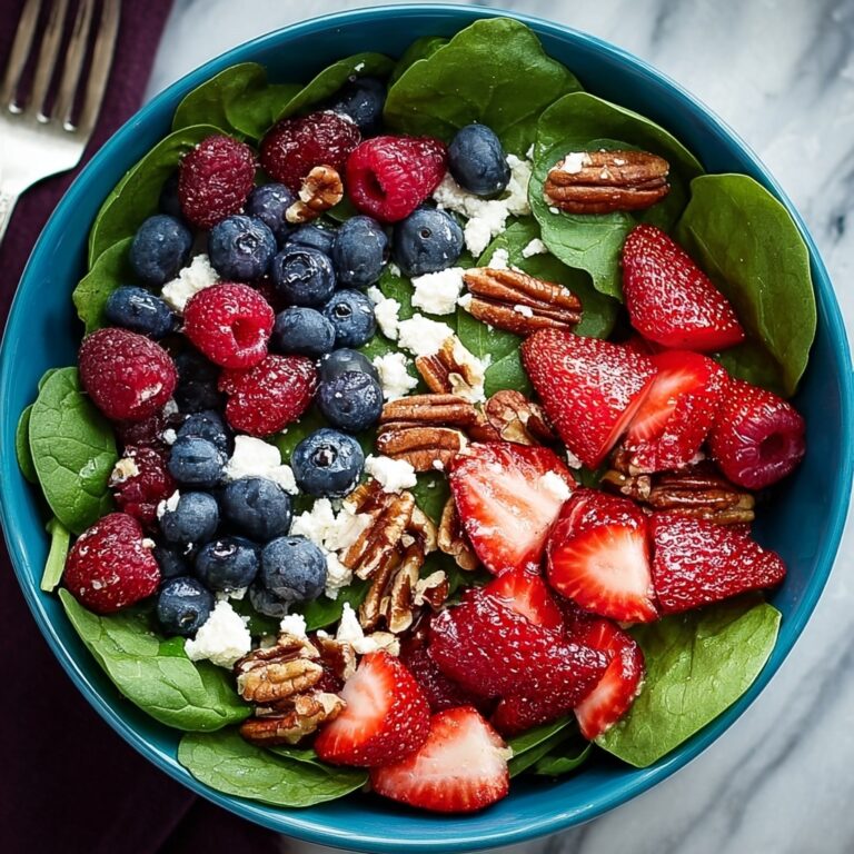 Delicious Berry Spinach Salad with Toasted Pecans and Homemade Berry Vinaigrette Recipe
