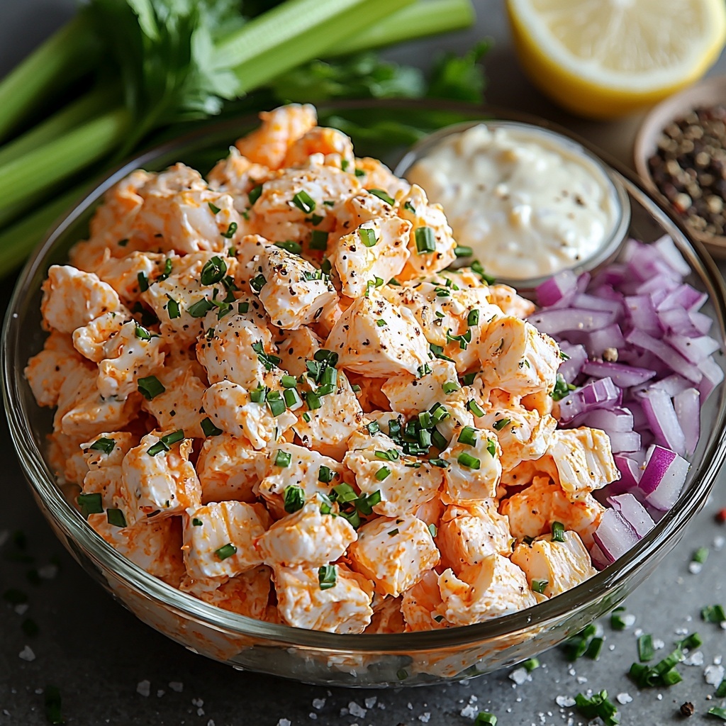 340 g cooked crab meat with bright orange and white hues, flaky texture; 120 g creamy, pale yellow mayonnaise in a small glass bowl; 2 celery stalks, crisp and vibrant green, finely chopped into small pieces scattered artfully; 0.25 cup finely chopped red onion with deep purple and white colors arranged in a neat pile; 1 tablespoon fresh lemon juice in a clear, small glass dish reflecting light; 1 teaspoon smooth, pale yellow Dijon mustard in a tiny spoon; 0.5 teaspoon white salt crystals sprinkled delicately on the surface; 0.25 teaspoon ground black pepper forming a dark speckled pattern nearby; 1 tablespoon fresh, bright green parsley leaves freshly chopped and placed with some whole sprigs for contrast — all ingredients spaced evenly on a clean, matte white surface with soft natural light enhancing their vibrant colors and textures, slight shadows adding depth, minimal props, crisp focus, overhead shot, top down view, flat lay photography, professional food styling --ar 1:1 --q 2 --s 750 --v 6.1