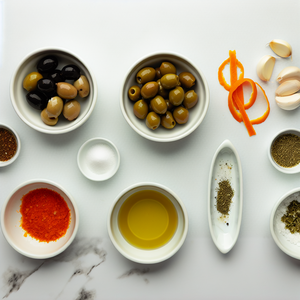 Marinated Olives with Orange and Garlic: A Flavorful Mediterranean Delight Recipe - Recipe Image
