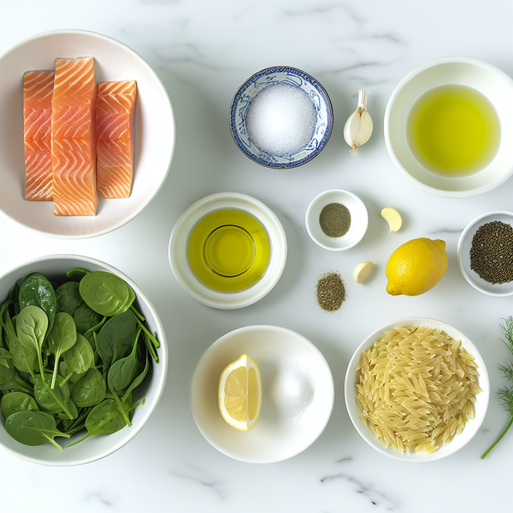 Lightened-Up Lemon Herb Salmon Orzo Pasta Recipe - Recipe Image