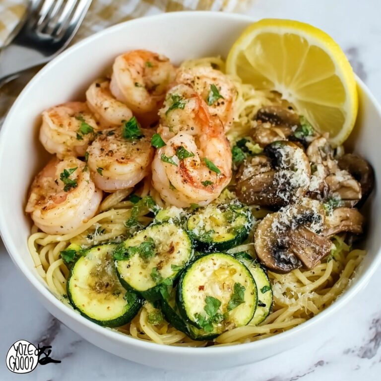 Mushroom and Zucchini Shrimp Pasta Recipe