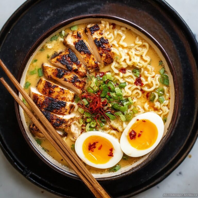 Fiery Chicken Ramen with Creamy Garlic Sauce Recipe