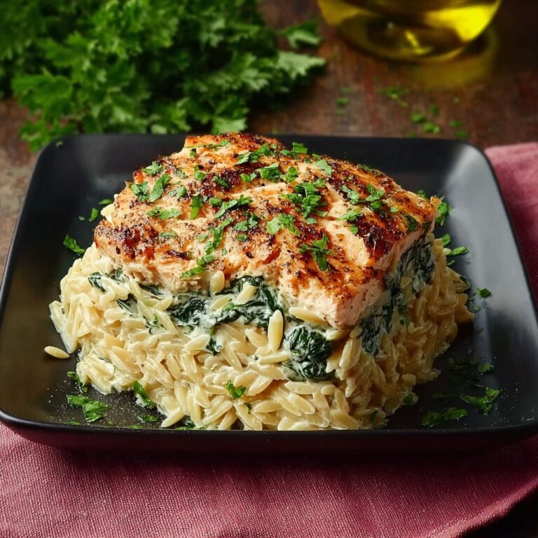 Mouthwatering Creamy Tuscan Salmon with Orzo Recipe