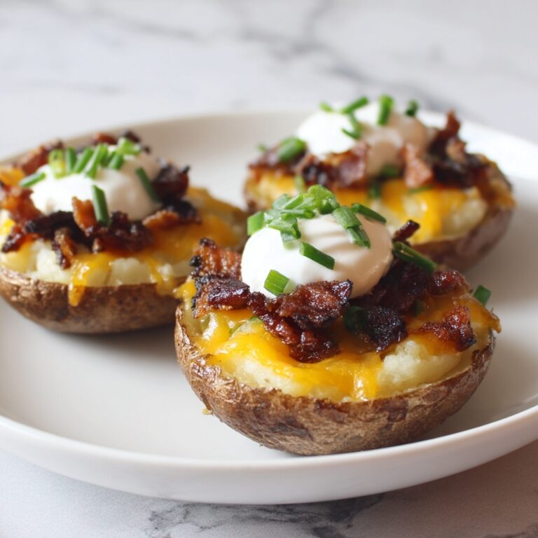 Loaded Baked Potato Skins with Cheddar, Bacon, and Sour Cream Recipe