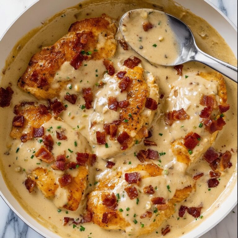 Smothered Chicken with Bacon and Creamy Gravy Recipe