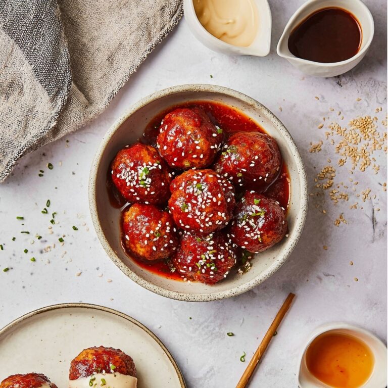 Korean BBQ Meatballs with Spicy Mayo Dip Recipe