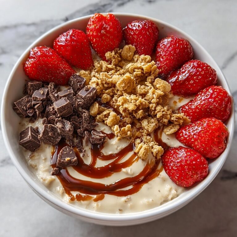 Decadent Valentine Oatmeal Bowl with Strawberries, Chocolate Chips, and Crumbled Cookies Recipe