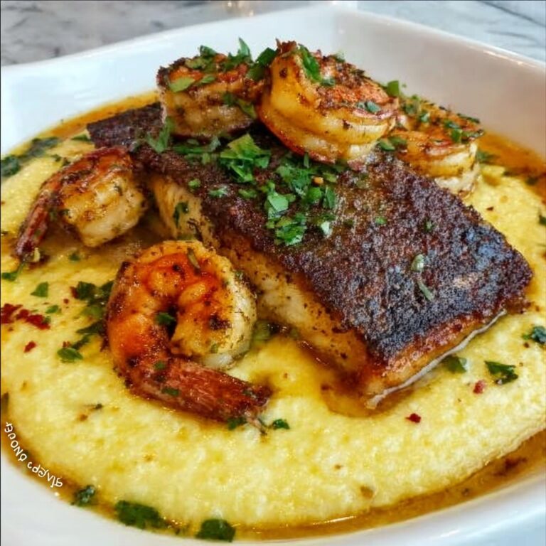 Red Snapper with Cajun Shrimp and Creamy Grits Recipe