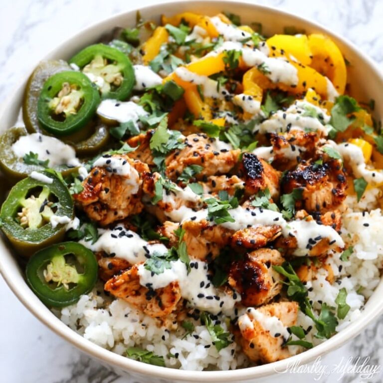 Greek Chicken Bowls with Creamy Tahini Feta Sauce Recipe