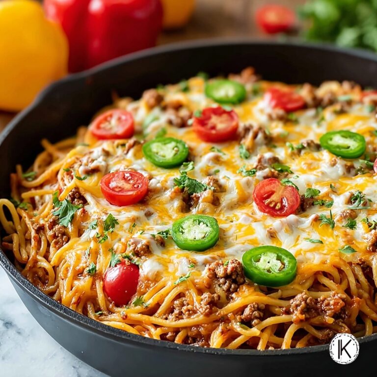 Cheesy Taco Salsa Spaghetti Bake Recipe