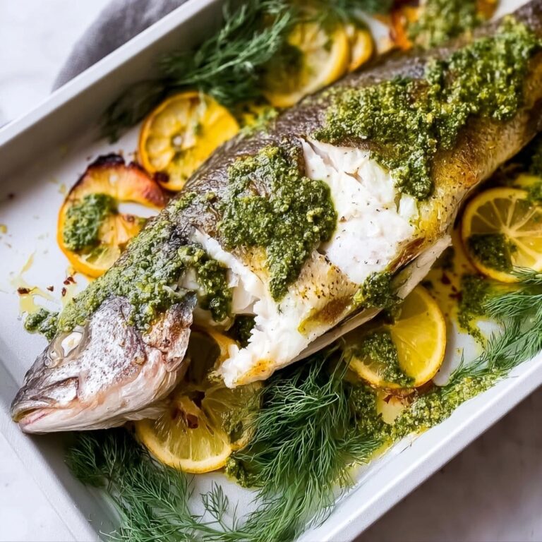 Whole Baked Fish with Garlic & Dill Butter Recipe