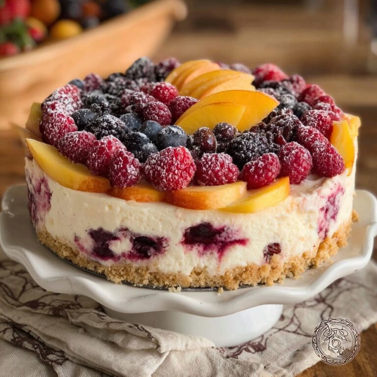 Savory Summer Berry and Peach Cheesecake Recipe