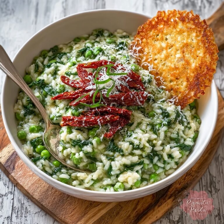 Spinach & Pea Risotto with Parmesan Crisps Recipe
